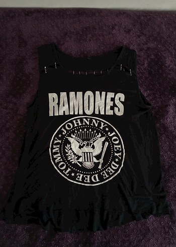 Ramones Baskılı Siyah Kadın bluz