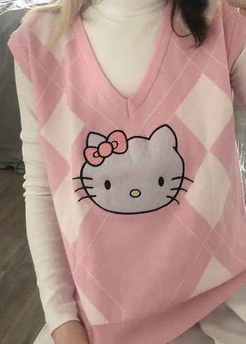 coquette Pembe y2k V Yaka Kadın Triko Süveter