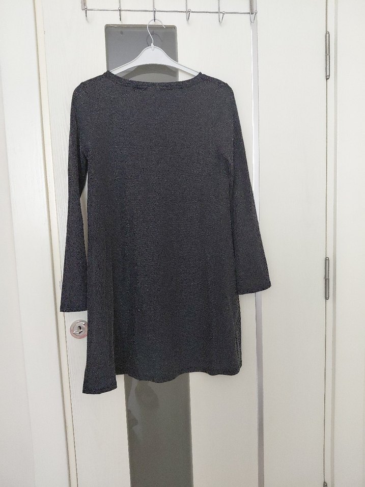 Siyah Uzun Kollu Triko Midi Elbise - Görsel 4