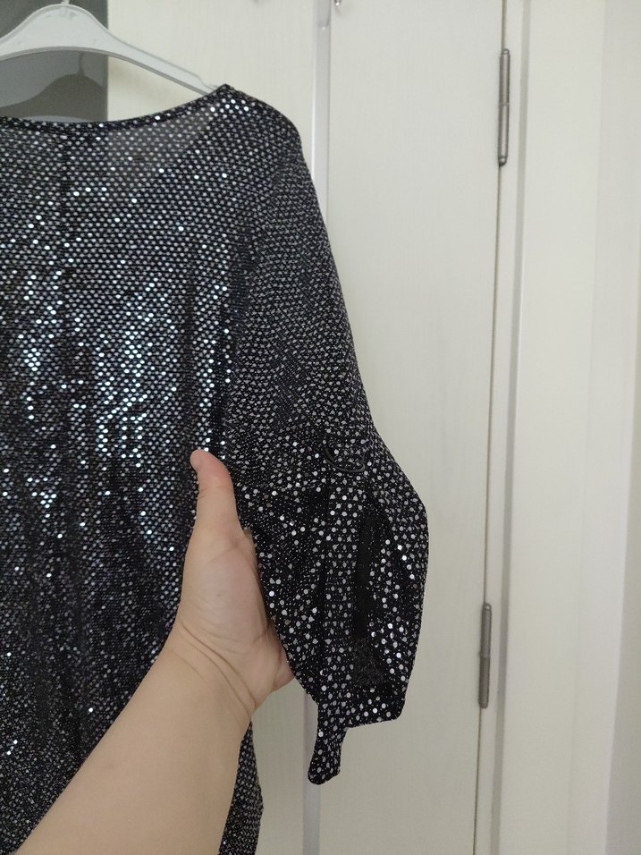 Kadın Siyah Örgü Yılan Desenli Bluz - Görsel 3