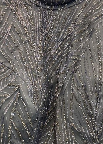 Gri İşlemeli Uzun Kollu Abiye Elbise - Görsel 5