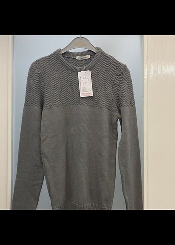 Gri Erkek Triko Bisiklet Yaka Kazak - Görsel 8