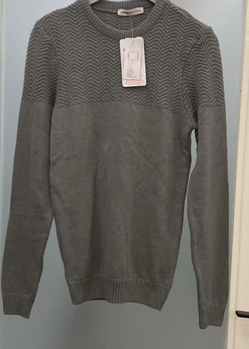 Gri Erkek Triko Bisiklet Yaka Kazak - Görsel 2