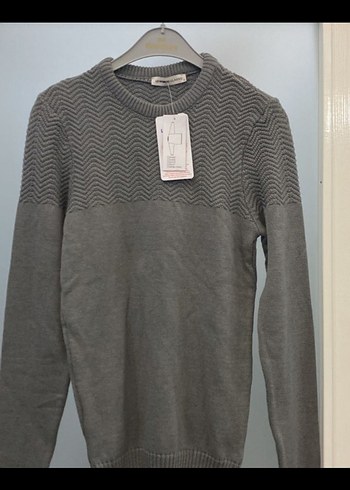 Gri Erkek Triko Bisiklet Yaka Kazak - Görsel 9