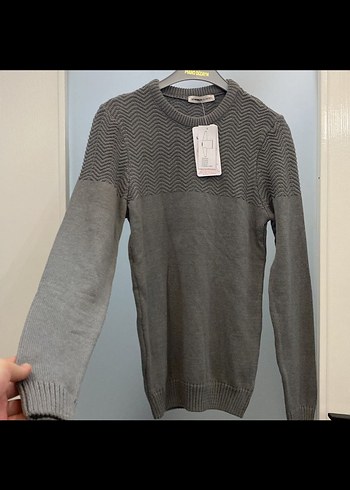 Gri Erkek Triko Bisiklet Yaka Kazak - Görsel 7