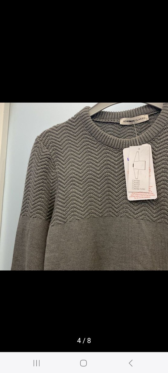 Gri Erkek Triko Bisiklet Yaka Kazak - Görsel 4