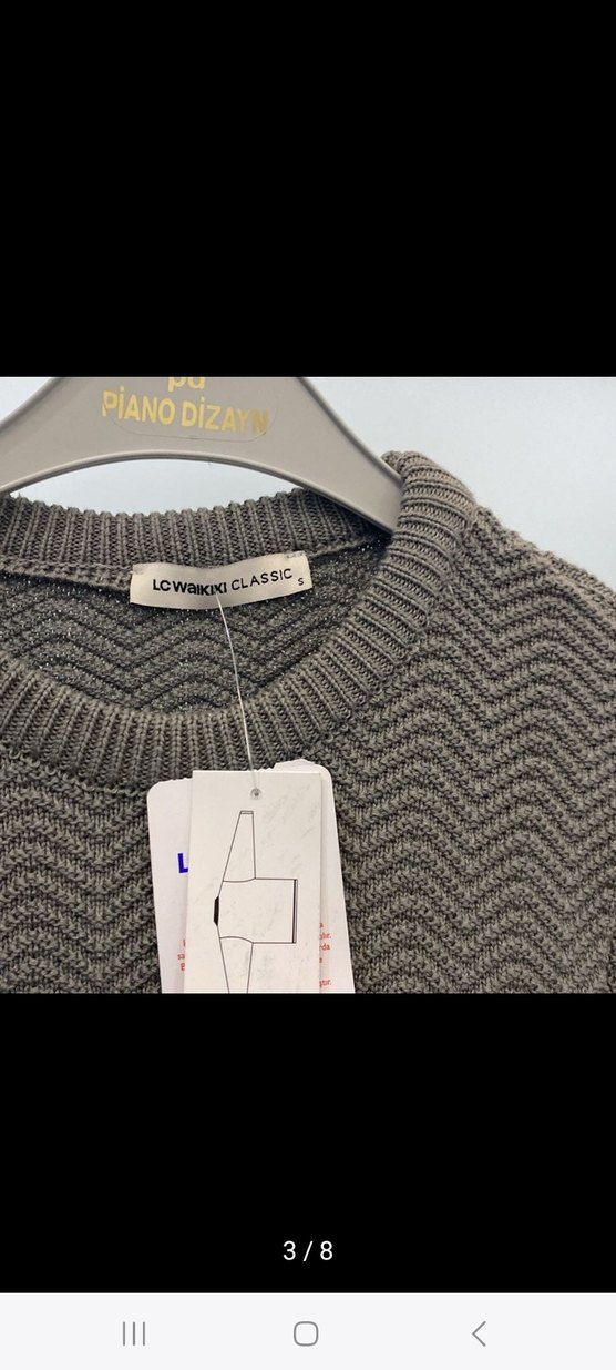 Gri Erkek Triko Bisiklet Yaka Kazak - Görsel 3