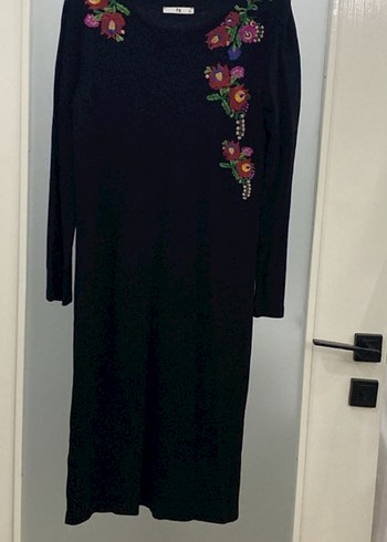 Nakışlı Uzun Kollu Bohem Triko Tunik - Görsel 5