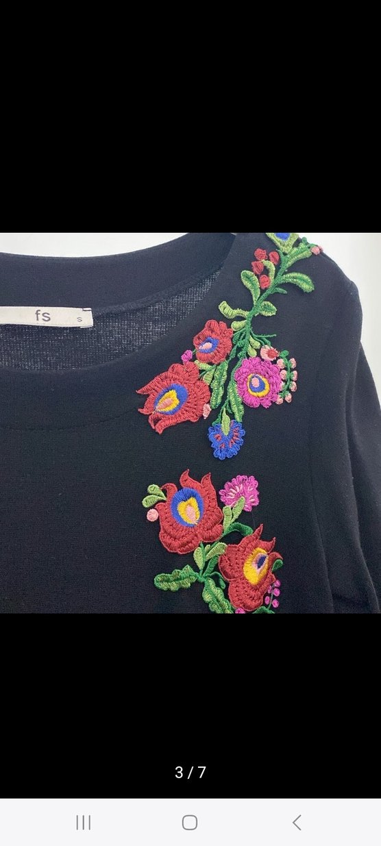 Nakışlı Uzun Kollu Bohem Triko Tunik - Görsel 4