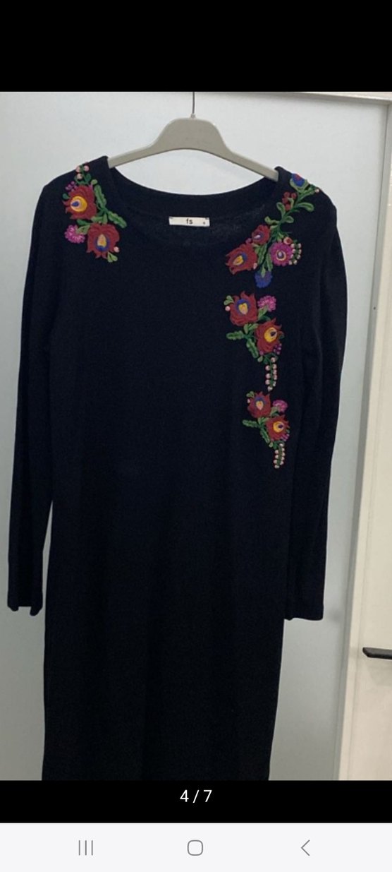 Nakışlı Uzun Kollu Bohem Triko Tunik - Görsel 3