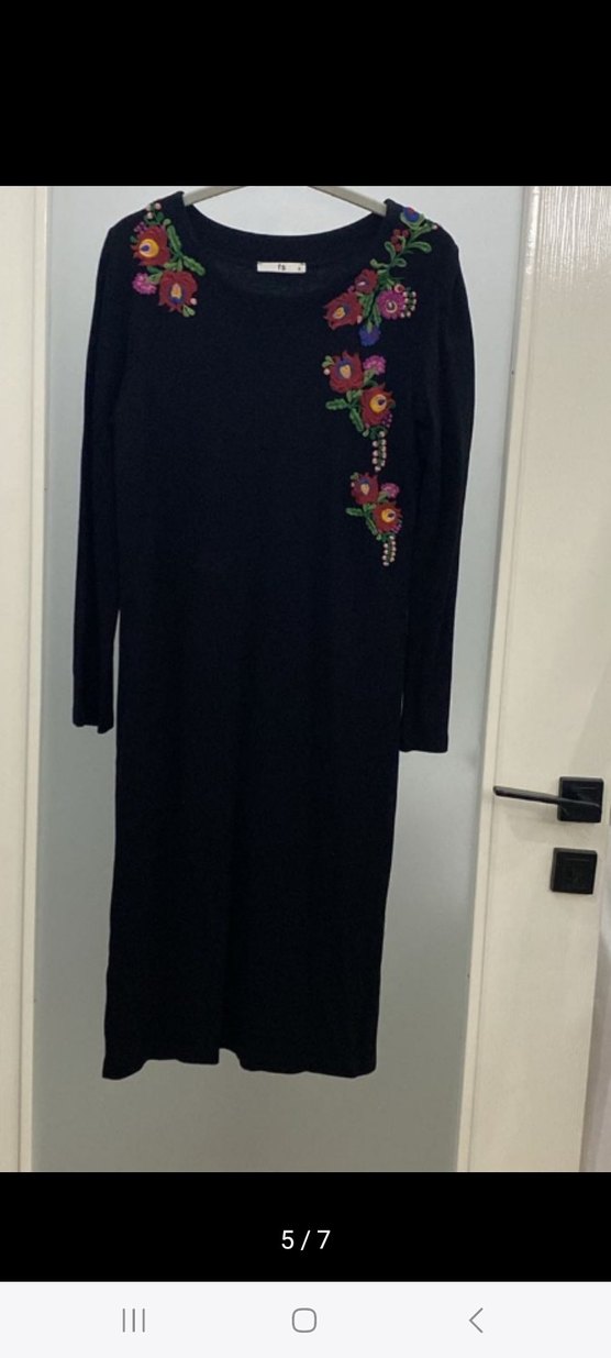 Nakışlı Uzun Kollu Bohem Triko Tunik - Görsel 5