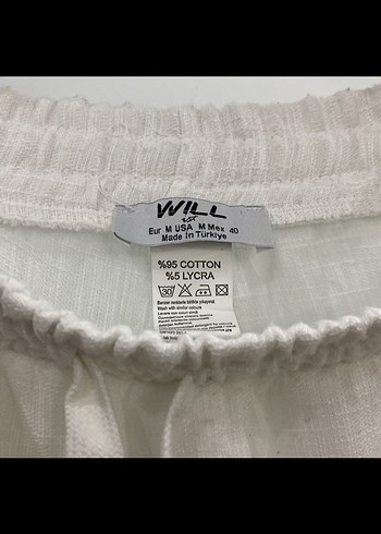 Beyaz Keten Salaş Midi Kadın Pantolon - Görsel 3