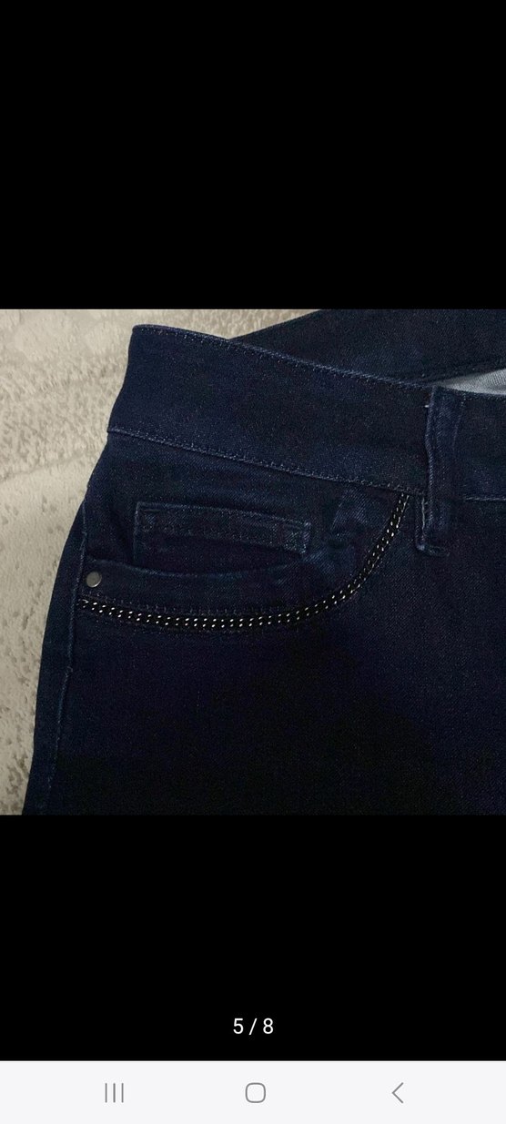 Zincir Detaylı Lacivert Kadın Kot Pantolon - Görsel 4