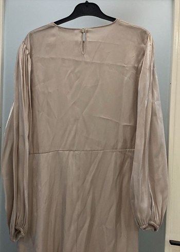 Bej Uzun Kollu Salaş Keten Elbise - Görsel 6