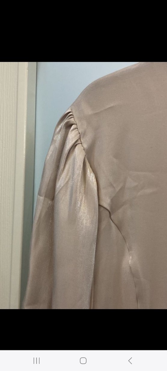 Bej Uzun Kollu Salaş Keten Elbise - Görsel 4