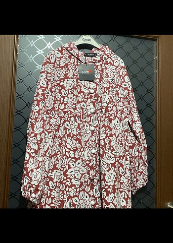 Uzun Kollu Desenli Kırmızı Bohem Elbise - Görsel 7