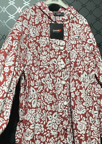 Uzun Kollu Desenli Kırmızı Bohem Elbise - Görsel 8