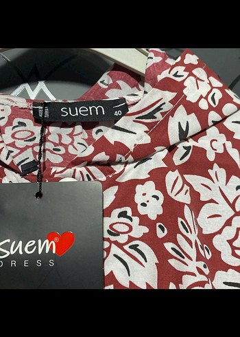 Uzun Kollu Desenli Kırmızı Bohem Elbise - Görsel 4