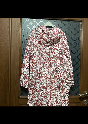 Uzun Kollu Desenli Kırmızı Bohem Elbise - Görsel 9