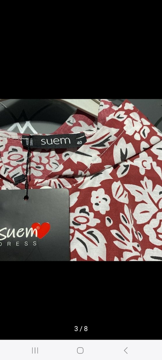 Uzun Kollu Desenli Kırmızı Bohem Elbise - Görsel 4