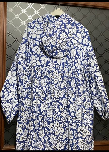 Mavi Çiçek Desenli Uzun Kollu Uzun Elbise - Görsel 10