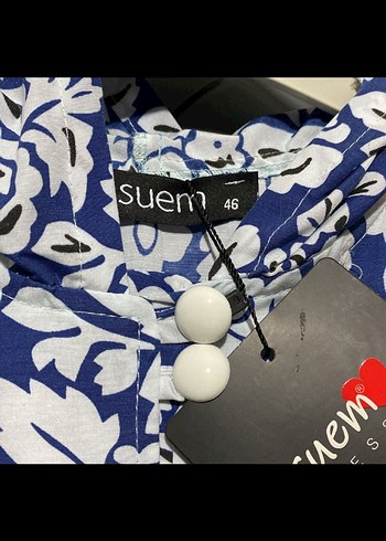 Mavi Çiçek Desenli Uzun Kollu Uzun Elbise - Görsel 4