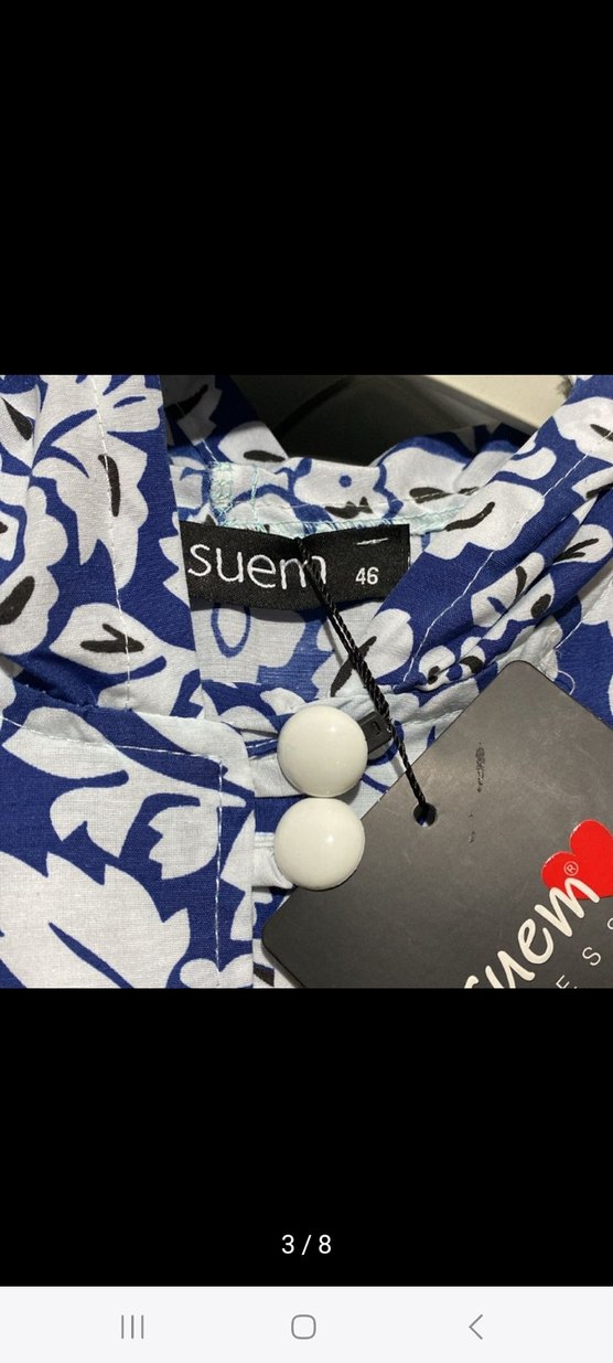 Mavi Çiçek Desenli Uzun Kollu Uzun Elbise - Görsel 4