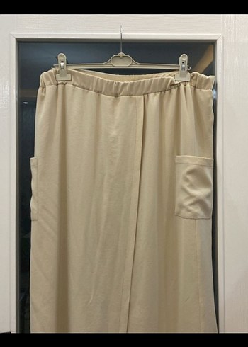 Bej Kadın Keten Salaş Kumaş Pantolon