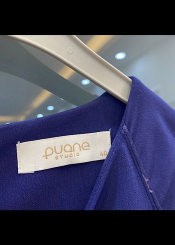 40 Beden Uzun Kollu, Pilili, Çiçek Desenli Mavi Elbise