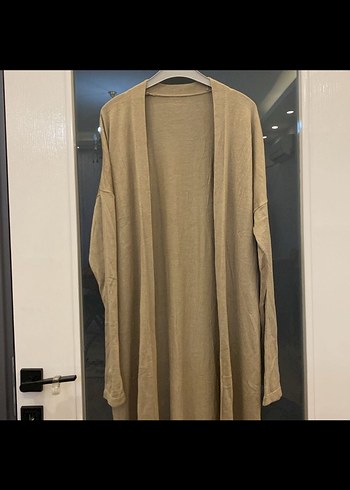 diğer Beden camel Renk Bej Uzun Kollu Salaş Keten Hırka