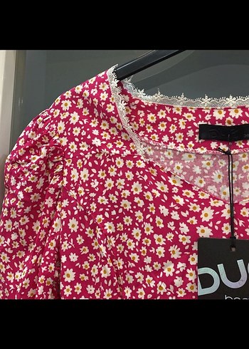 38 Beden Pembe Çiçekli Uzun Kollu Hamile Bluzu