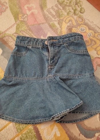 Kız Çocuk Fırfırlı Denim Etek