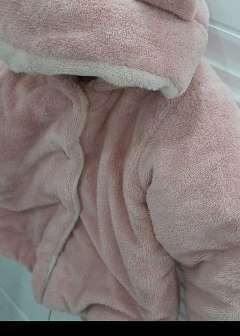 Kız Çocuk Pembe Kapüşonlu Kürklü Mont - Görsel 2