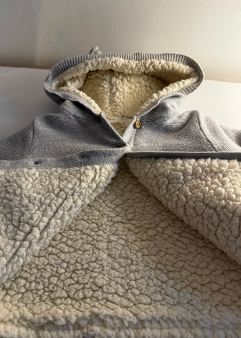 Mango Gri Kapüşonlu  Kürklü Ceket - Görsel 3