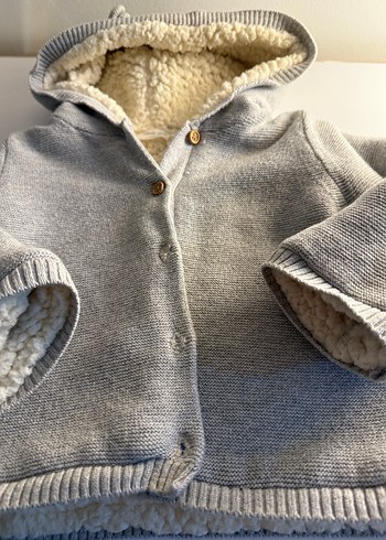 Mango Gri Kapüşonlu  Kürklü Ceket - Görsel 2