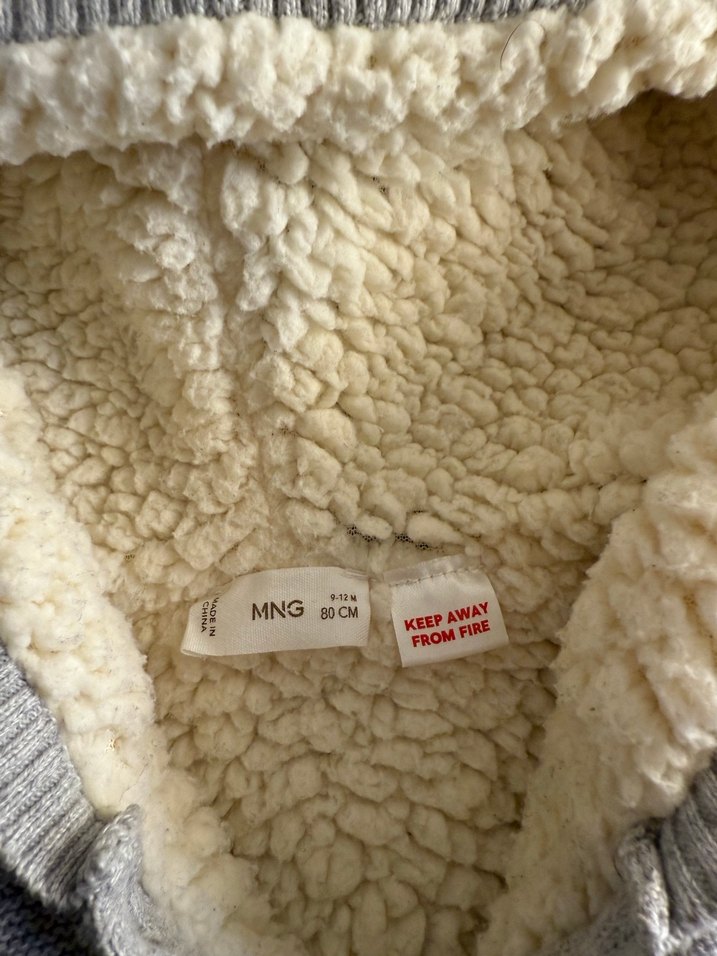 Mango Gri Kapüşonlu  Kürklü Ceket - Görsel 4