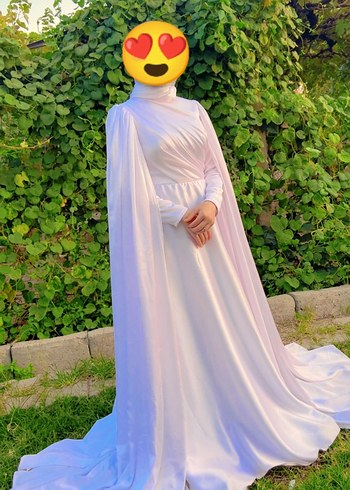 Beyaz Uzun Drapeli Tesettür Gelinlik
Nikah elbisesi 
imza günü - Görsel 2