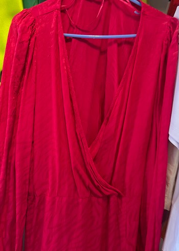 Kırmızı Midi Kadın Salaş Elbise - Görsel 2