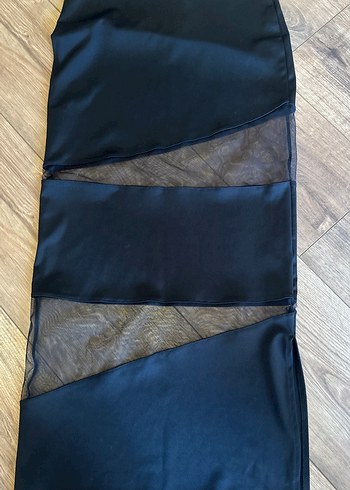 Drapeli Siyah Uzun Kadın Etek - Görsel 2