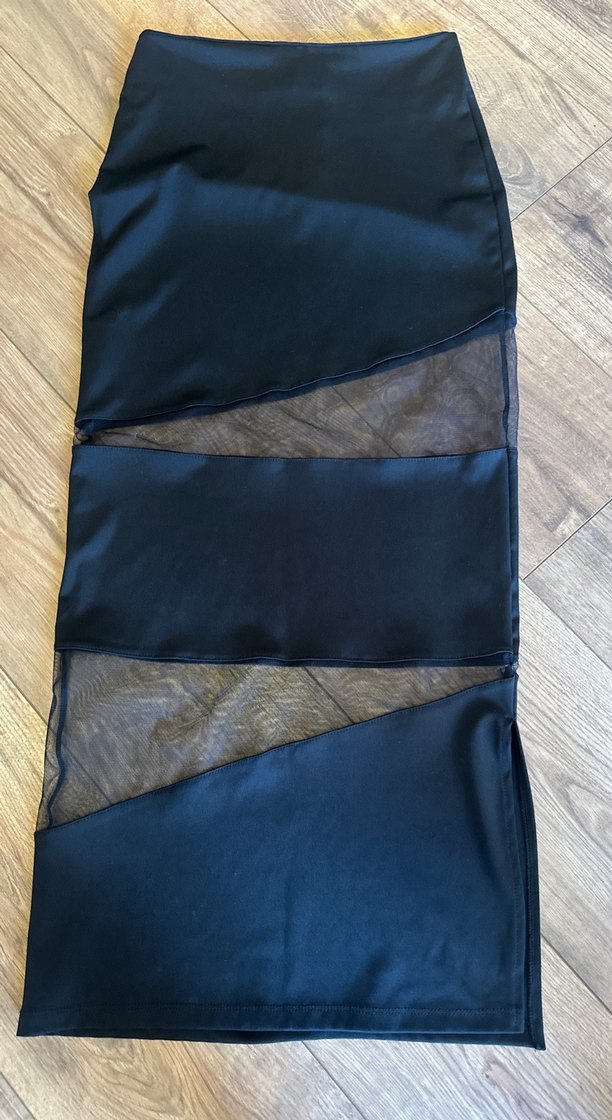 Drapeli Siyah Uzun Kadın Etek - Görsel 2