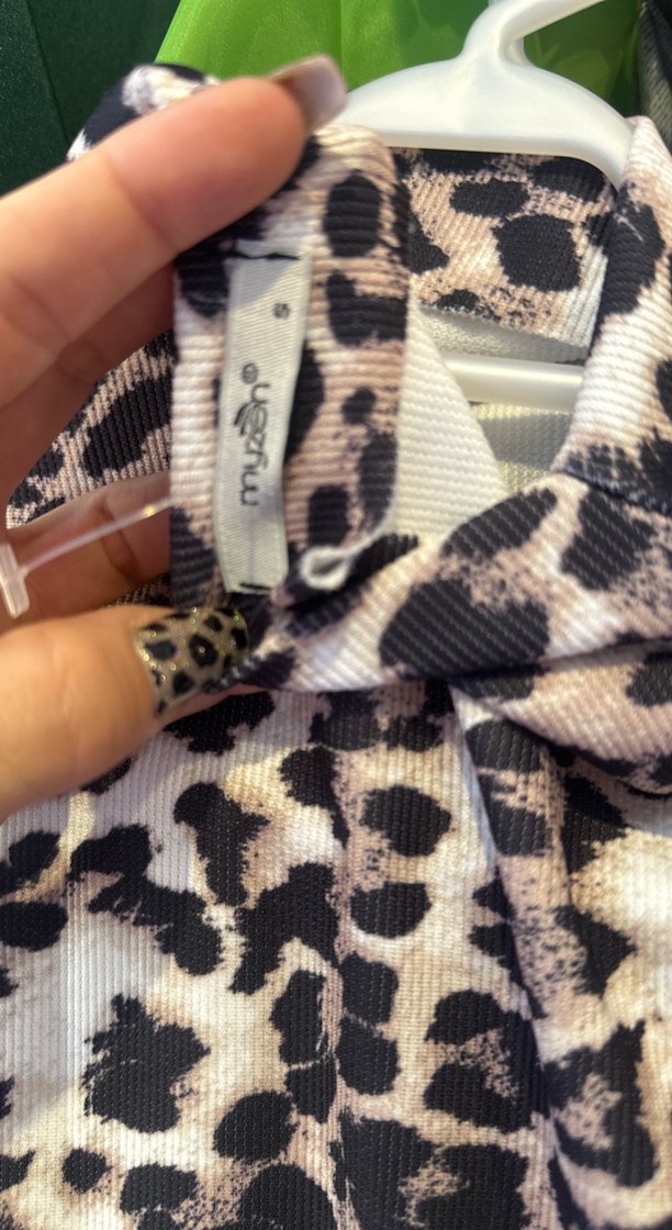 Leopar Desenli Uzun Kollu Uzun Elbise - Görsel 3