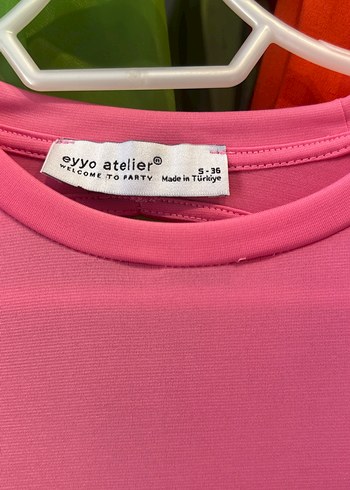 Pembe Uzun Kollu Drapeli Kadın Elbise - Görsel 4