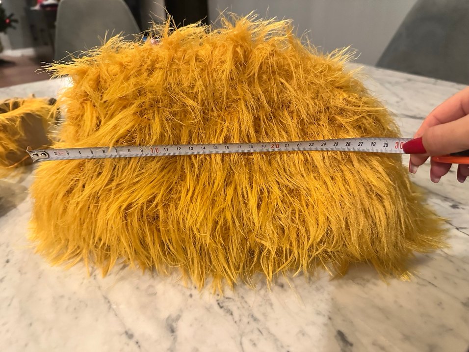 Sarı Kürklü Kadın Midi Elbise - Görsel 4