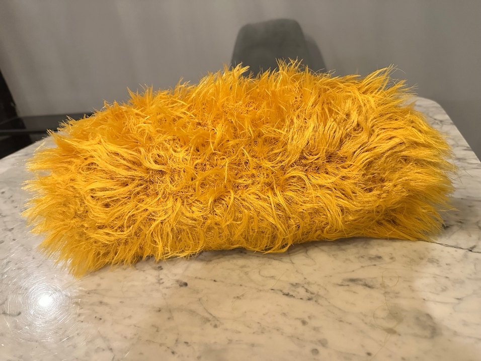 Sarı Kürklü Kadın Midi Elbise - Görsel 3