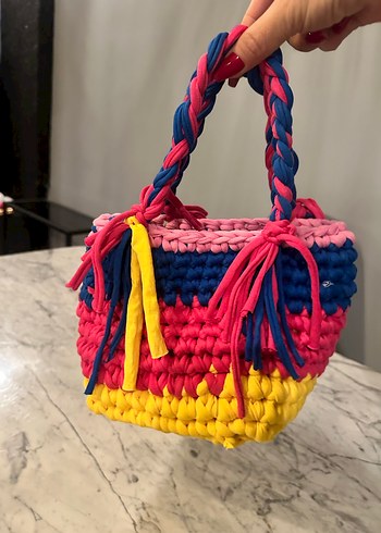 Renkli Örgü Bohem Kadın Çanta - Görsel 2