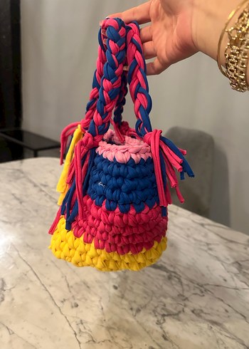 Renkli Örgü Bohem Kadın Çanta - Görsel 3