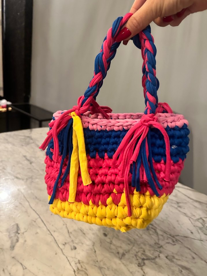 Renkli Örgü Bohem Kadın Çanta - Görsel 2