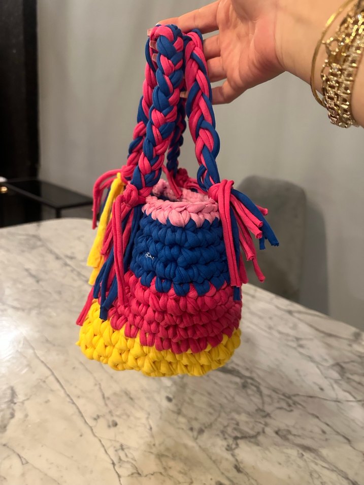 Renkli Örgü Bohem Kadın Çanta - Görsel 3