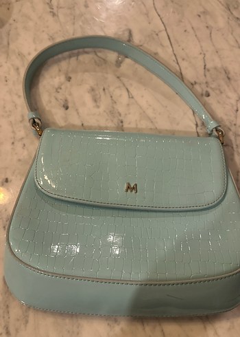 Mavi Yılan Derisi Desenli Deri Kadın Çanta - Görsel 3