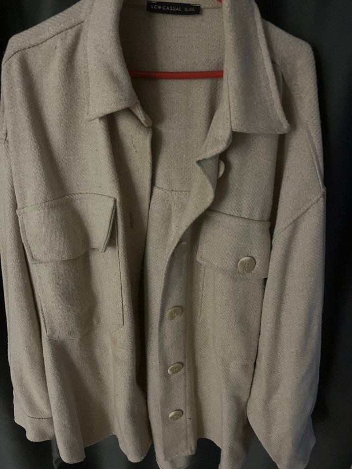 Düğmeli Bej Midi Kadın Keten Kaban - Görsel 2